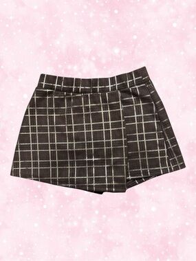 Iris Brown Plaid & Gold Shimmer Mini Skort Small